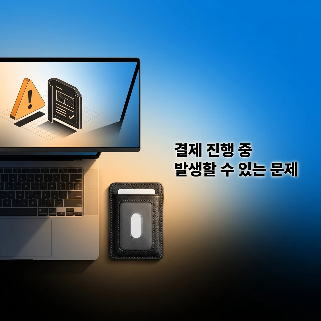 입금 지연, 카드 승인 실패, 출금 보류 등 결제 진행 중 발생할 수 있는 문제 안내 화면