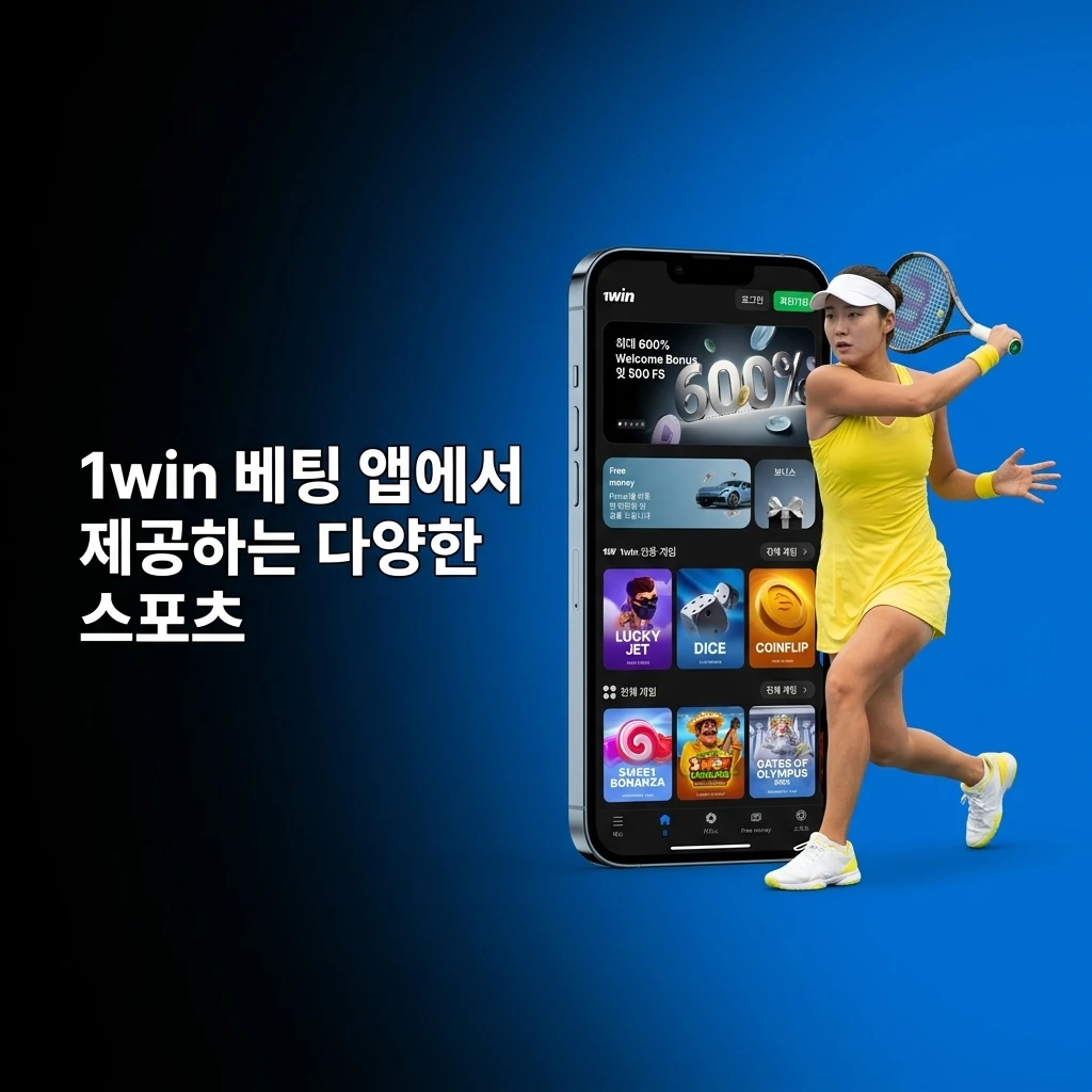 1win 베팅 앱에서 축구·농구·테니스·e스포츠 등 다양한 스포츠 베팅 종목을 보여주는 화면
