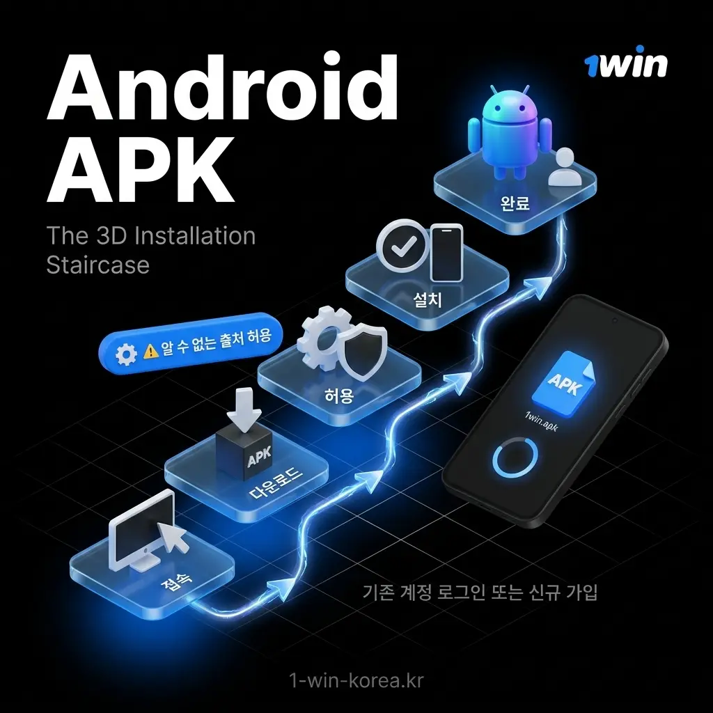 Android APK 1win 공식 사이트 접속 - 앱 다운로드 페이지로 이동.