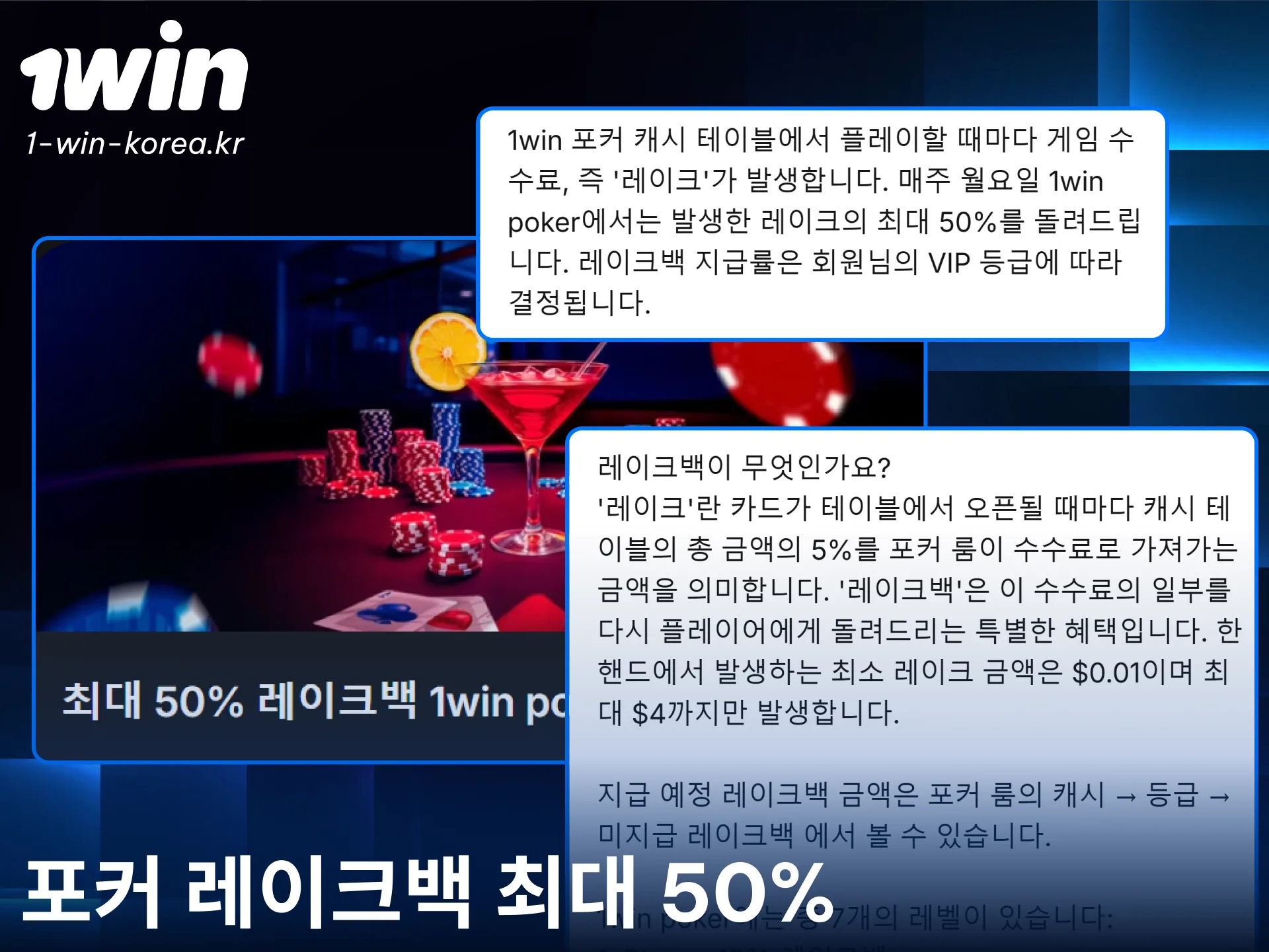 1win 포커 수수료 환급 보너스를 매주 월요일마다 간편하게 돌려받으세요.